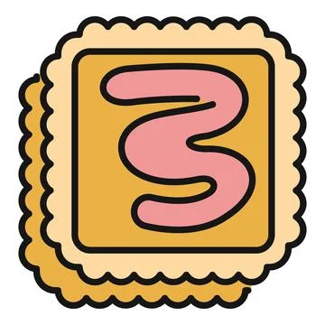 Biscuit with number three icing baked dessert Stock Illustration