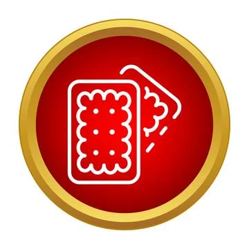 Biscuit or cracker icon on red circle Stock Illustration