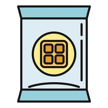Biscuit pack with snacks icon illustration Stock Illustration