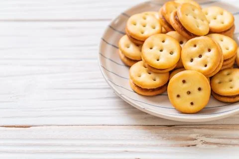 Biscuit with pineapple jam Stock Photos