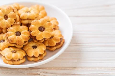 Biscuit with pineapple jam Stock Photos
