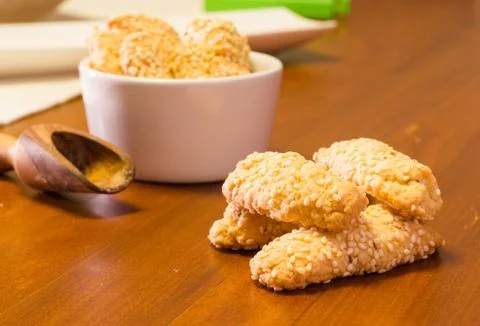 Biscuit with sesame Stock Photos
