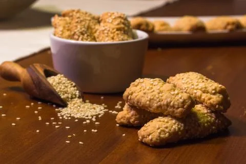 Biscuit with sesame Stock Photos