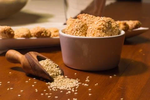 Biscuit with sesame Stock Photos