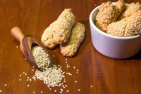Biscuit with sesame Stock Photos