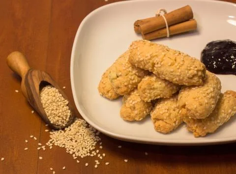 Biscuit with sesame Stock Photos