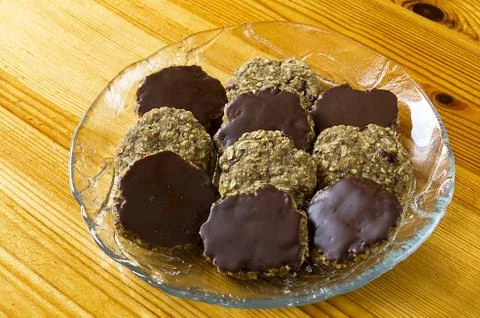 Biscuits and biscuits with chocolate Stock Photos