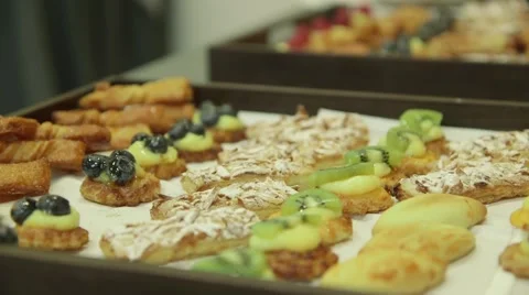Biscuits and fruit pastries selection Stock Footage 64566044
