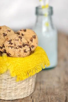 Biscuits and milk Stock Photos