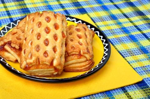 Biscuits with apricot  jam. Stock Photos