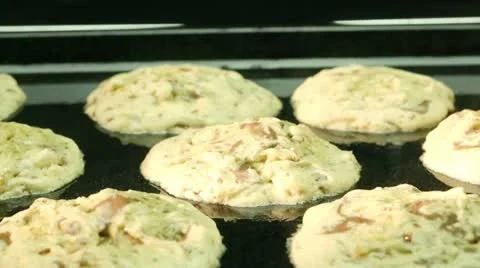 Biscuits baking in the oven (time lapse) Stock Footage 24673335