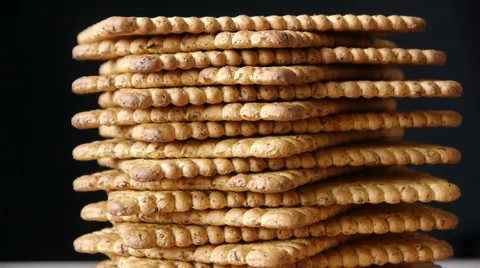 Biscuits On Black Background Stock Footage 65403802