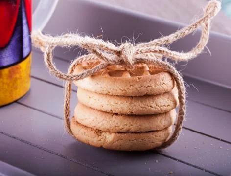 Biscuits bounded over tray Stock Photos