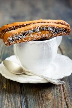 Biscuits with chocolate closeup. Stock Photos