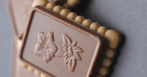 Biscuits with chocolate tablet rotating, vertical Stock Footage 242302215