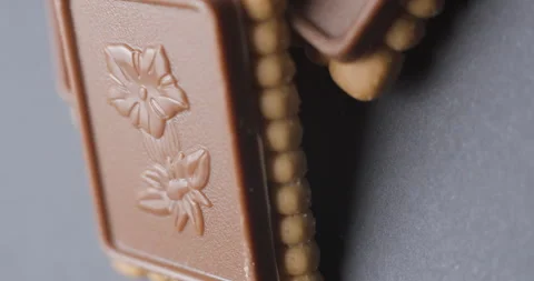 Biscuits with chocolate tablet rotating, vertical Stock Footage 242302325