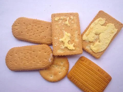 Biscuits consisting of several different shapes and flavors Stock Photos