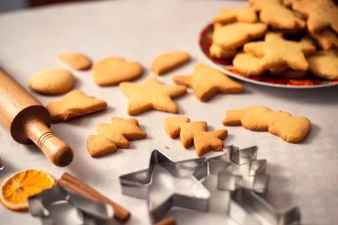 Biscuits cooking on table Stock Photos