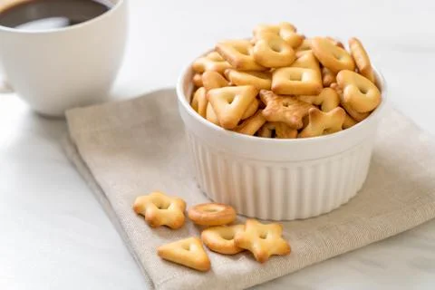 Biscuits cracker with coffee Stock Photos