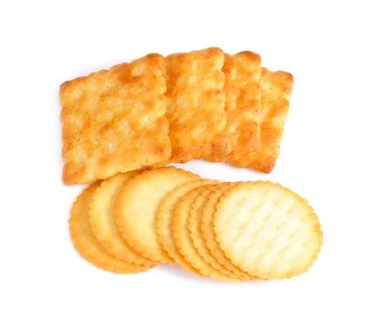 Biscuits crackers isolated on white background Stock Photos