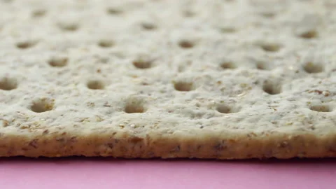 Biscuits with a detailed textured surface close up. Macro. Stock Footage 155283948