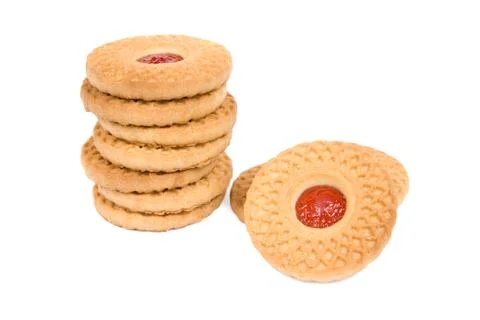 Biscuits with fruit jam. Stock Photos