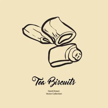 Biscuits isolated hand drawn vector line illustration in old style. Vector te Illustrazione stock