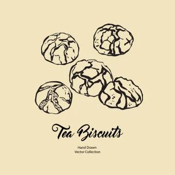 Biscuits isolated hand drawn vector line illustration in old style. Vector te Illustrazione stock