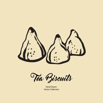 Biscuits isolated hand drawn vector line illustration in old style. Vector te Stock Illustration