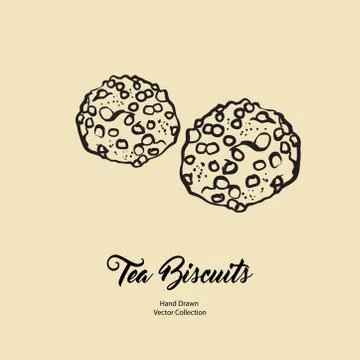 Biscuits isolated hand drawn vector line illustration in old style. Vector te Illustrazione stock