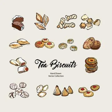 Biscuits isolated hand drawn vector set, line illustration old style. Vector  스톡 일러스트
