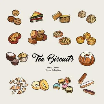 Biscuits isolated hand drawn vector set, line illustration old style. Vector  Stock Illustration