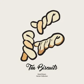 Biscuits isolated hand drawn vector line illustration in old style. Vector te Stock Illustration