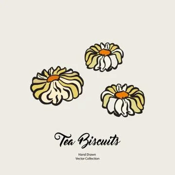 Biscuits isolated hand drawn vector line illustration in old style. Vector te Stock Illustration