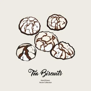 Biscuits isolated hand drawn vector line illustration in old style. Vector te Illustrazione stock