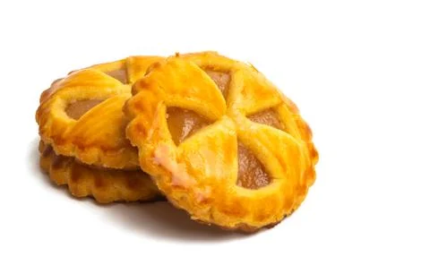 Biscuits with jam isolated Stock Photos