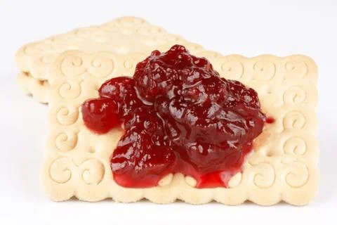 Biscuits with jam Stock Photos
