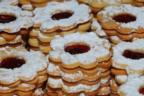 Biscuits with jam Stock Photos