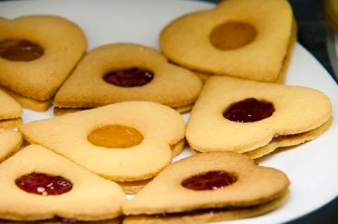 Biscuits with jam Stock Photos