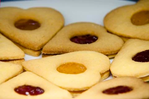 Biscuits with jam Stock Photos