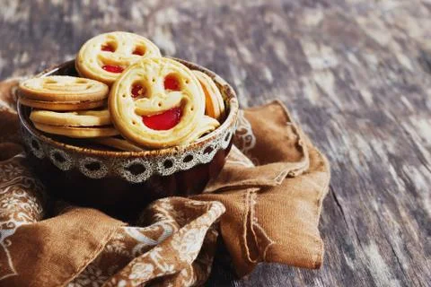 Biscuits with jam Stock Photos