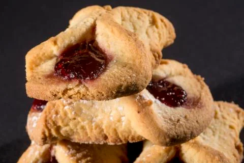 Biscuits with jam Stock Photos