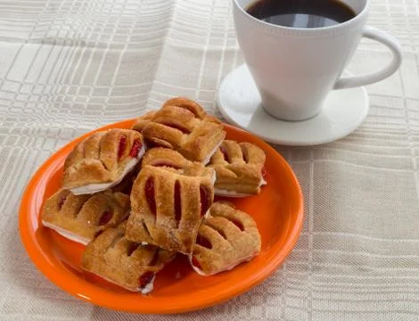 Biscuits with jam on a plate Stock Photos