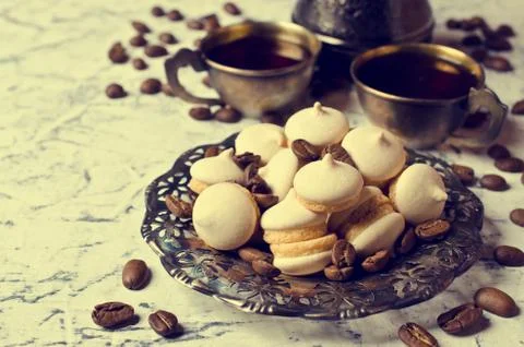 Biscuits with meringue Stock Photos