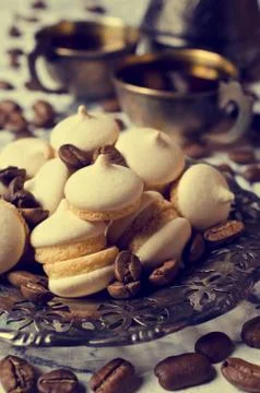 Biscuits with meringue Stock Photos
