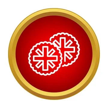 Biscuits or cookies inside red golden circle icon Stock Illustration