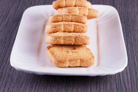 Biscuits over white plate Stock Photos