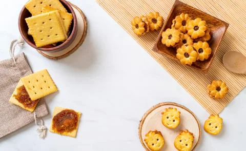Biscuits with pineapple jam Stock Photos