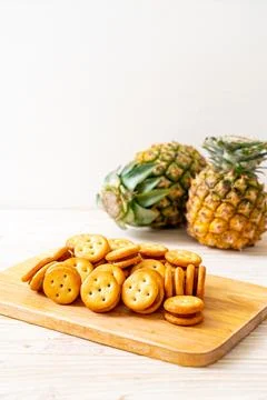 Biscuits with pineapple jam Stock Photos