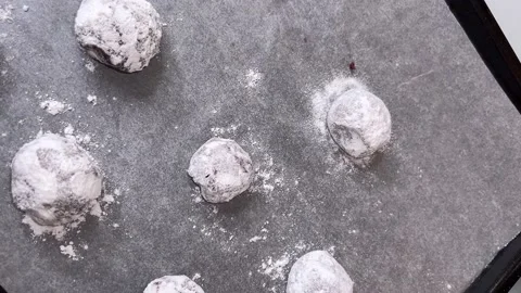 Biscuits placed on the plate for the oven Stock Footage 230631165